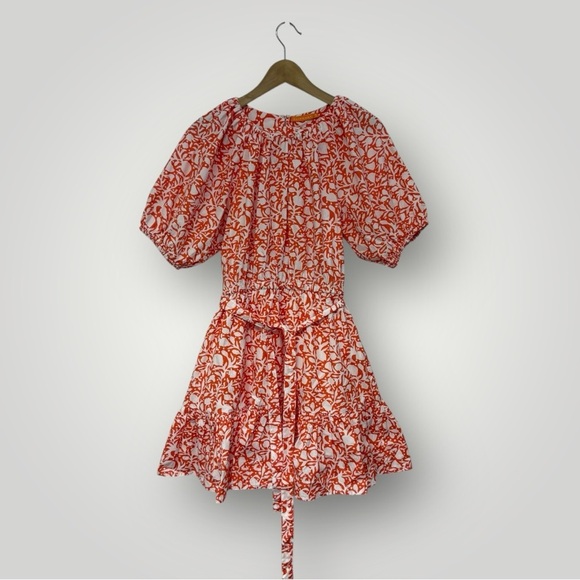 New Oliphant Dress Women Crew Flirty 1224V Orange Button Front Poplin Mini Sz XS - Picture 1 of 8